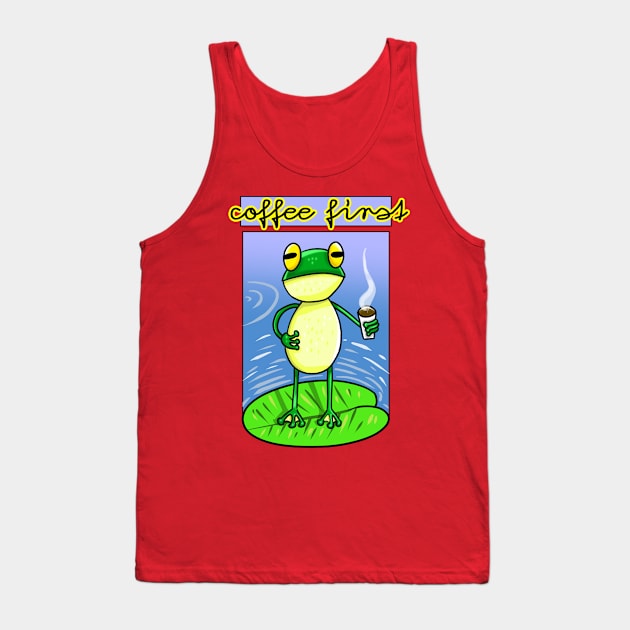 Coffee First frog Tank Top by Dreadful Scrawl 666